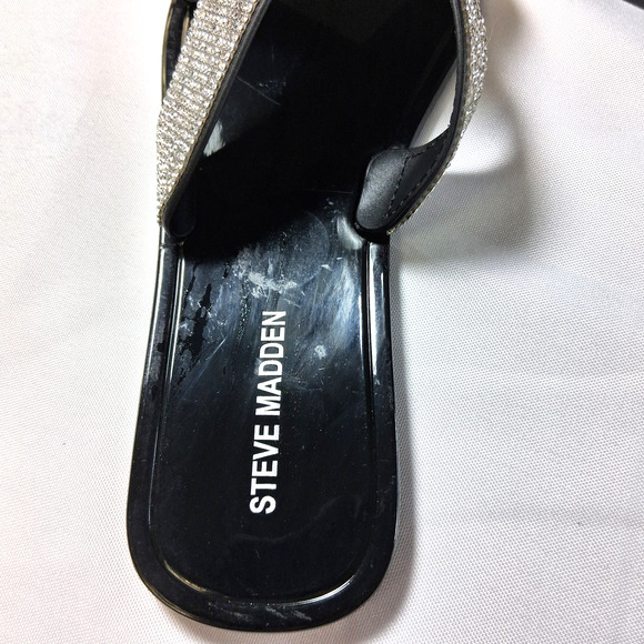 Steve Madden Sandals Size 8 Slide Silver Rhinestones Women Shoes New without Tag - Picture 10 of 16